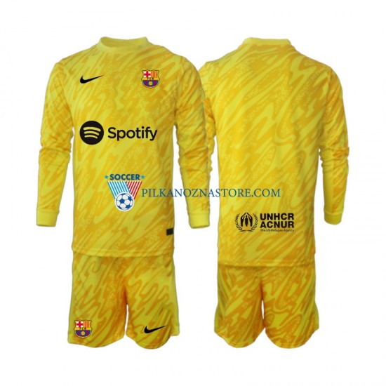 Strój Bramkarski FC Barcelona dla Dzieci Koszulka Wyjazdowy 2024-2025 Długie Rękawy
