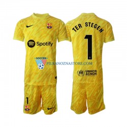 Strój Bramkarski FC Barcelona dla Dzieci Ter Stegen 1 Koszulka Wyjazdowy 2024-2025 Krótkie Rękawy