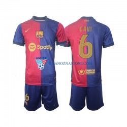 FC Barcelona dla Dzieci UCL Font Gavi 6 Koszulka Domowy 2024-2025 Krótkie Rękawy
