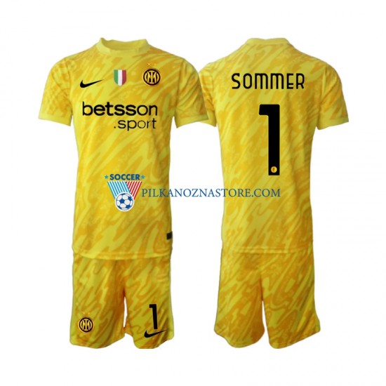 Strój Bramkarski Inter Mediolan dla Dzieci Yann Sommer 1 Koszulka Wyjazdowy 2024-2025 Krótkie Rękawy