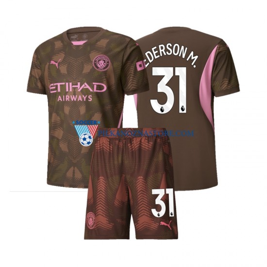 Strój Bramkarski Manchester City dla Dzieci Ederson M 31 Koszulka Domowy 2024-2025 Krótkie Rękawy
