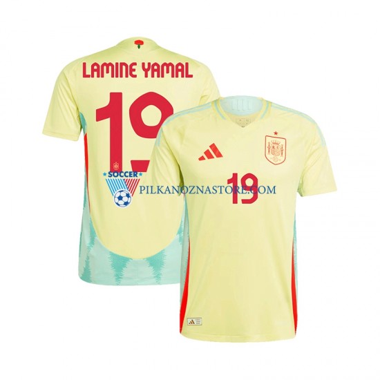 Hiszpania LAMINE YAMAL 19 Koszulka Męska Wyjazdowy Euro 2024 Krótkie Rękawy