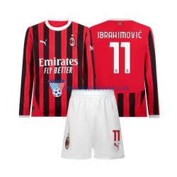 AC Milan dla Dzieci Ibrahimović 11 Koszulka Domowy 2024-2025 Długie Rękawy