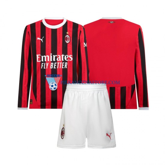 AC Milan dla Dzieci Koszulka Domowy 2024-2025 Długie Rękawy