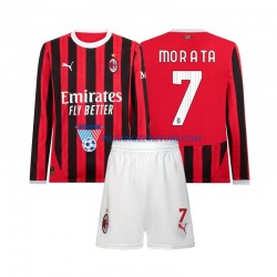 AC Milan dla Dzieci Morata 7 Koszulka Domowy 2024-2025 Długie Rękawy