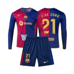 FC Barcelona dla Dzieci Frenkie de Jong 21 Koszulka Domowy 2024-2025 Długie Rękawy