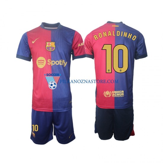 FC Barcelona dla Dzieci Ronaldinho 10 Koszulka Domowy 2024-2025 Długie Rękawy