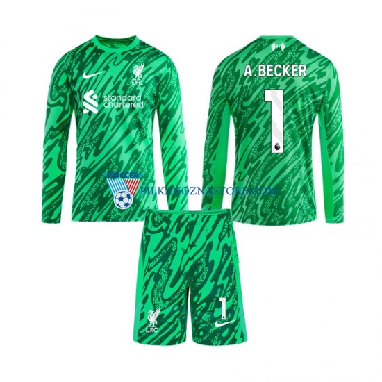 Strój Bramkarski Liverpool dla Dzieci Alisson Becker 1 Koszulka Wyjazdowy 2024-2025 Długie Rękawy