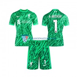 Strój Bramkarski Liverpool dla Dzieci Alisson Becker 1 Koszulka Wyjazdowy 2024-2025 Krótkie Rękawy
