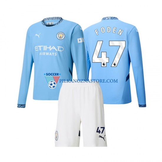 Manchester City dla Dzieci Phil Foden 47 Koszulka Domowy 2024-2025 Długie Rękawy