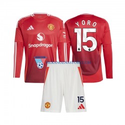 Manchester United dla Dzieci Leny Yoro 15 Koszulka Domowy 2024-2025 Długie Rękawy