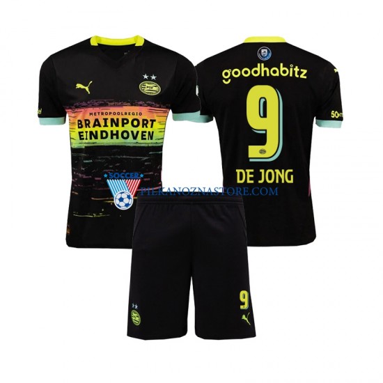 PSV Eindhoven dla Dzieci DE JONG 9 Koszulka Wyjazdowy 2024-2025 Krótkie Rękawy