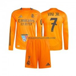 Real Madryt dla Dzieci Vinicius Junior 7 Koszulka Wyjazdowy 2024-2025 Długie Rękawy