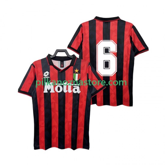 AC Milan 6 1993 Retro Koszulka Męska Domowy 1994 Krótkie Rękawy