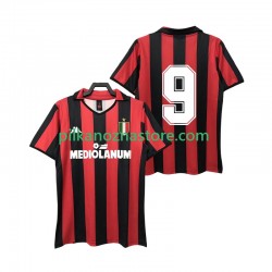 AC Milan 9 1988 1989 Retro Koszulka Męska Domowy Krótkie Rękawy