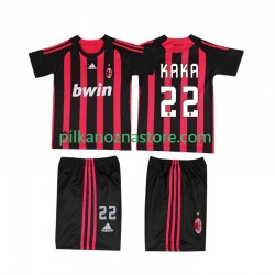 AC Milan dla Dzieci KAKA 22 2009 Retro Koszulka Domowy 2008 Krótkie Rękawy