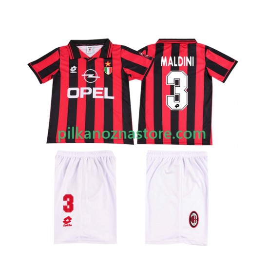 AC Milan dla Dzieci MALDINI 3 1996 1997 Retro Koszulka Domowy Krótkie Rękawy