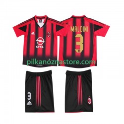 AC Milan dla Dzieci MALDINI 3 2005 Retro Koszulka Domowy 2004 Krótkie Rękawy