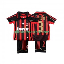 AC Milan dla Dzieci MALDINI 3 2007 Retro Koszulka Domowy 2006 Krótkie Rękawy
