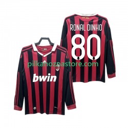 AC Milan RONALDINHO 80 2009 Retro Koszulka Męska Domowy 2010 Długie Rękawy