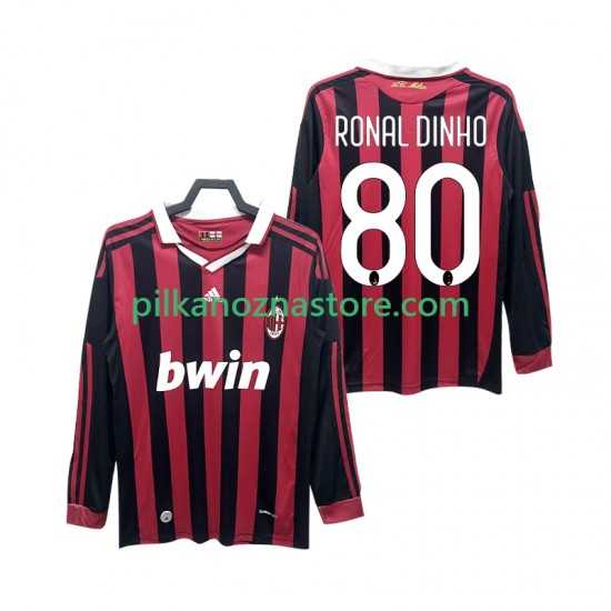 AC Milan RONALDINHO 80 2009 Retro Koszulka Męska Domowy 2010 Długie Rękawy