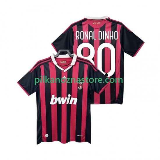 AC Milan RONALDINHO 80 2009 Retro Koszulka Męska Domowy 2010 Krótkie Rękawy