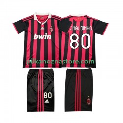 AC Milan dla Dzieci RONALDINHO 80 2009 Retro Koszulka Domowy 2010 Krótkie Rękawy