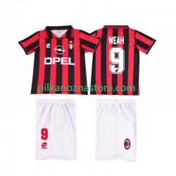 AC Milan dla Dzieci WEAH 9 1996 1997 Retro Koszulka Domowy Krótkie Rękawy