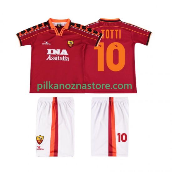 AS Roma dla Dzieci TOTTI 10 Retro Koszulka Domowy 1998 1999 Krótkie Rękawy