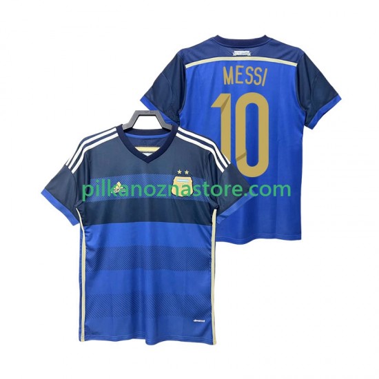 Argentyna Lionel Messi 10 2014 Retro Koszulka Męska Wyjazdowy Krótkie Rękawy