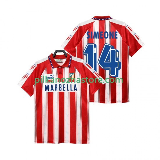 Atlético Madryt SIMEONE 14 1995 Retro Koszulka Męska Domowy 1994 Krótkie Rękawy