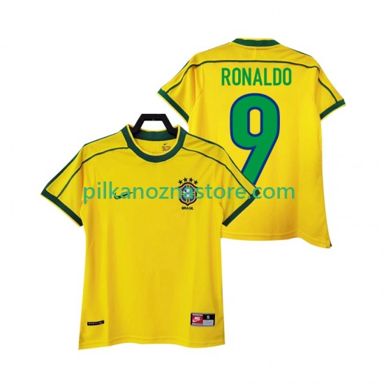 Brazylia RONALDO 9 Retro Koszulka Męska Domowy 1998 Krótkie Rękawy