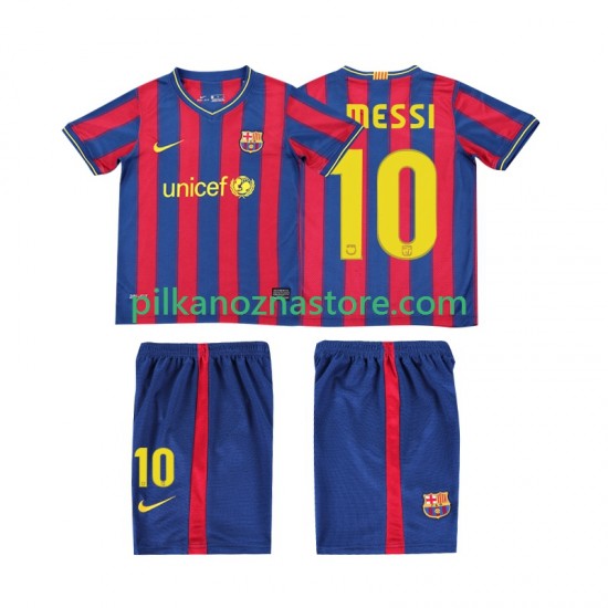 FC Barcelona dla Dzieci Lionel Messi 10 2009 Retro Koszulka Domowy 2010 Krótkie Rękawy