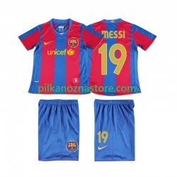 FC Barcelona dla Dzieci Lionel Messi 19 2007 Retro Koszulka Domowy 2008 Krótkie Rękawy
