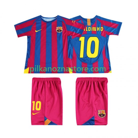 FC Barcelona dla Dzieci RONALDINHO 10 Champions League 2005 Retro Koszulka Domowy 2006 Krótkie Rękawy