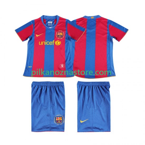 FC Barcelona dla Dzieci 2007 Retro Koszulka Domowy 2008 Krótkie Rękawy