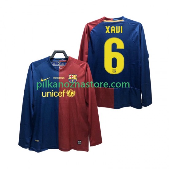 FC Barcelona XAVI 6 Champions League 2009 Retro Koszulka Męska Domowy 2008 Długie Rękawy