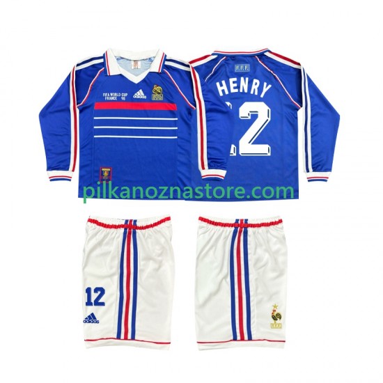Francja dla Dzieci Henry 12 Retro Koszulka Domowy 1998 Długie Rękawy