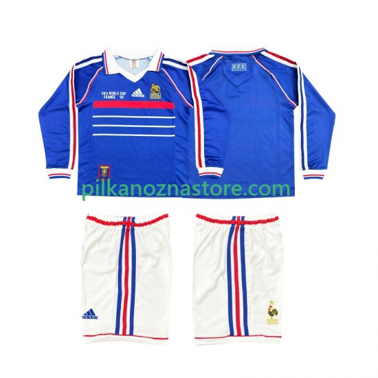 Francja dla Dzieci Retro Koszulka Domowy 1998 Długie Rękawy