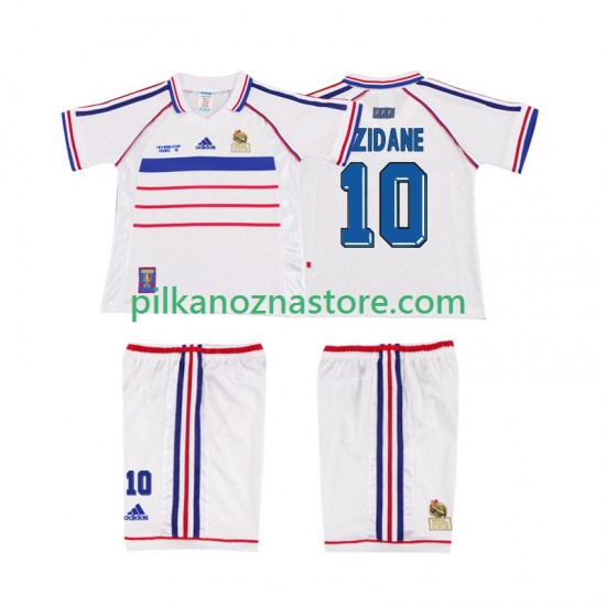 Francja dla Dzieci ZIDANE 10 Retro Koszulka Wyjazdowy 1998 Krótkie Rękawy