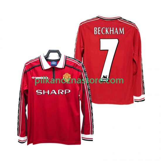 Manchester United BECKHAM 7 Retro Koszulka Męska Domowy 1998 1999 Długie Rękawy