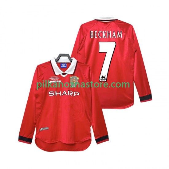 Manchester United Beckham 7 2000 Retro Koszulka Męska Domowy 1999 Długie Rękawy