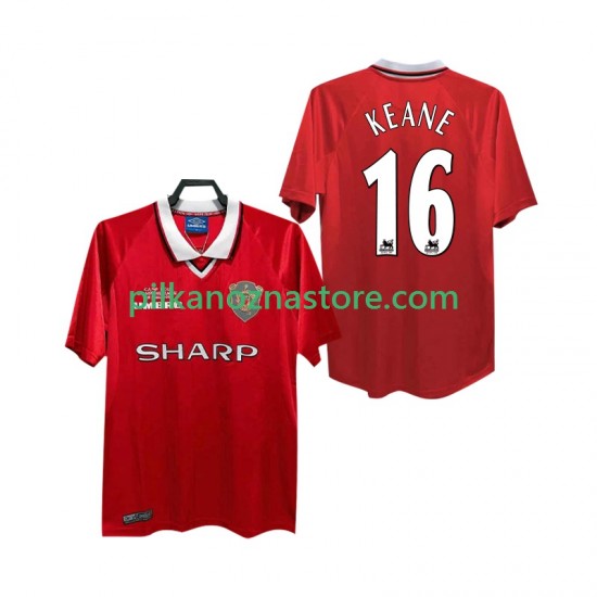 Manchester United Keane 16 2000 Retro Koszulka Męska Domowy 1999 Krótkie Rękawy