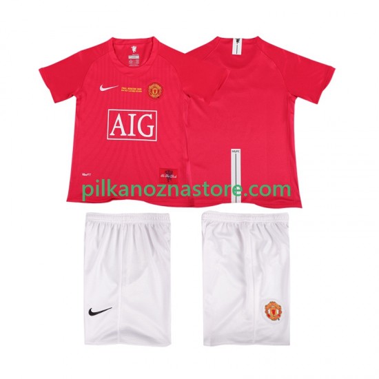 Manchester United dla Dzieci Champions League 2007 Retro Koszulka Domowy 2008 Krótkie Rękawy