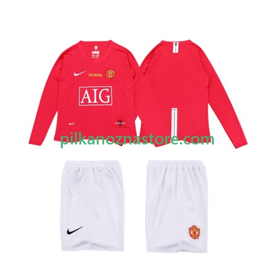 Manchester United dla Dzieci Premier League 2009 Retro Koszulka Domowy 2008 Długie Rękawy