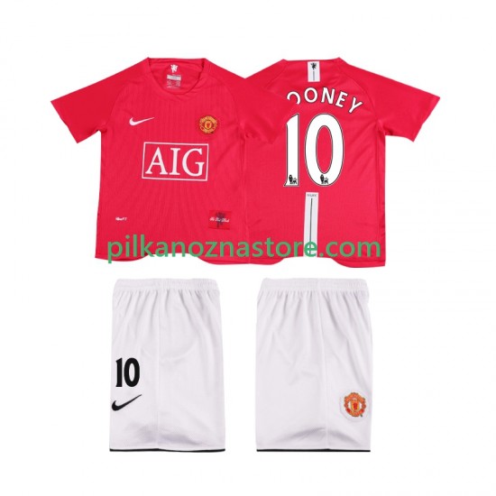 Manchester United dla Dzieci ROONEY 10 Premier League 2007 Retro Koszulka Domowy 2008 Krótkie Rękawy