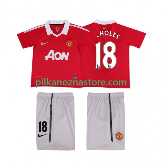 Manchester United dla Dzieci SCHOLES 18 Retro Koszulka Domowy 2011 2010 Krótkie Rękawy