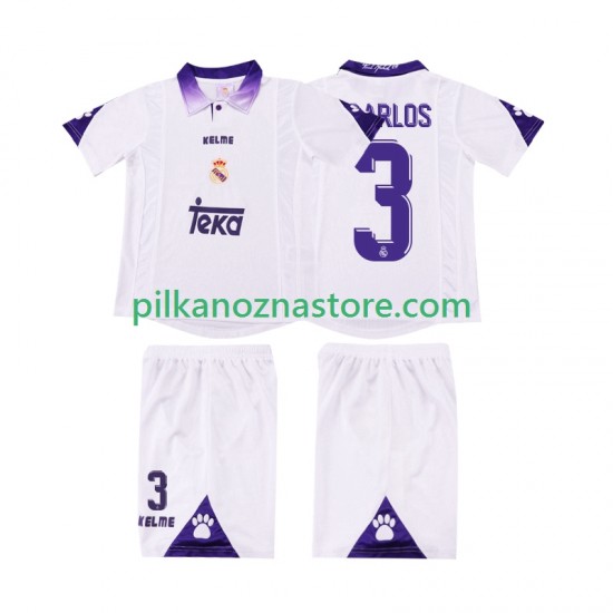 Real Madryt dla Dzieci R CARLOS 3 1997 Retro Koszulka Domowy 1998 Krótkie Rękawy