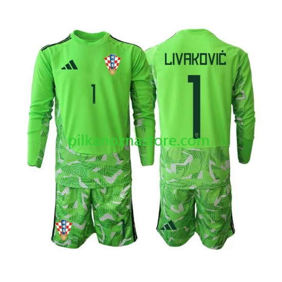 Strój Bramkarski Chorwacja dla Dzieci Dominik Livakovic 25 Koszulka Domowy 2026-2027 Długie Rękawy