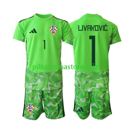Strój Bramkarski Chorwacja dla Dzieci Dominik Livakovic 25 Koszulka Domowy 2026-2027 Krótkie Rękawy
